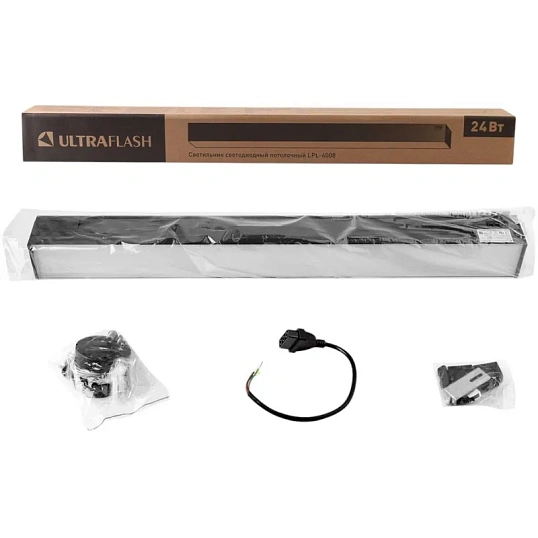 Cветильник светодиодный 600x55x55,24Вт,4000К,LED,черный Ultraflash LPL-6008