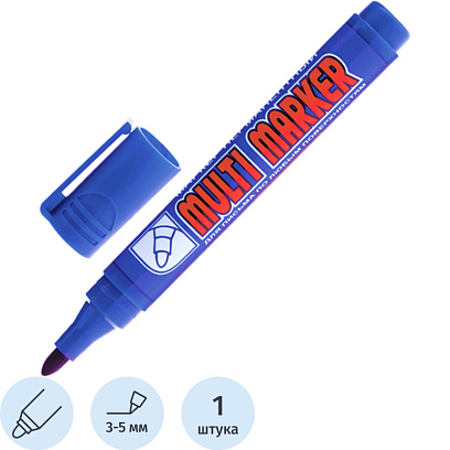Маркер перманентный Crown Multi Marker 3-5 мм синий