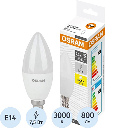 Лампа светодиодная OSRAM LBE CLB75 7,5W/830 230V E14 FS1