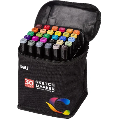 Набор маркеров для скетчинга Deli 30цв, двухстор., E70806-30