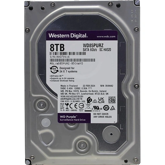 Жесткий диск WD Purple 8TB SATA 5640 rpm 3.5 (WD85PURZ)