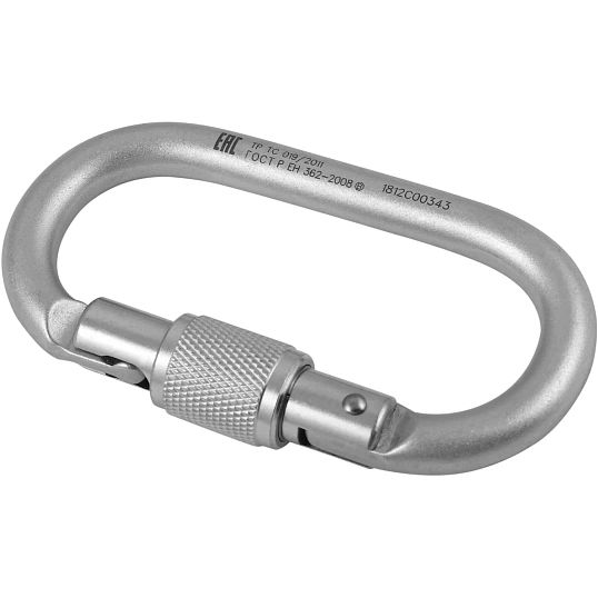 Карабин страховочный Стальной Овал с муфтой vnt 1013