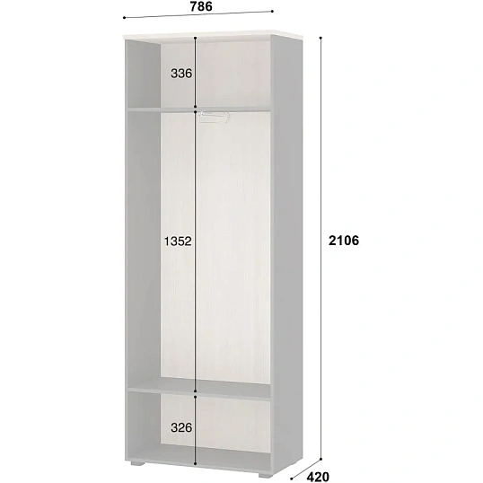 Гардероб узкий К-Loft 241H010 выс.2106 дуб скандин./графит