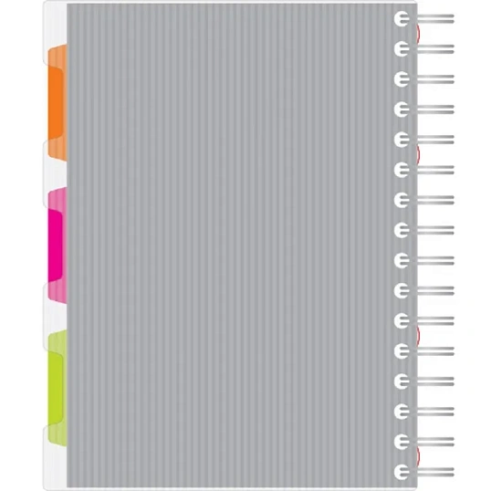 Тетрадь 140л,кл,А5,SPIRAL BOOK Серый,евроспир,обл.пласт,раздел.84109