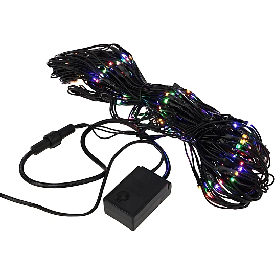 Гирлянда светодиодная Сеть 160 LED 1х1,5м, черный ПВХ, Мультиколор 215-119