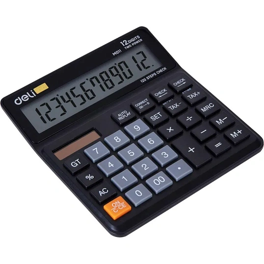 Калькулятор настольный КОМП. Deli EM01120, 12-р, дв.пит., 139x131мм, черный