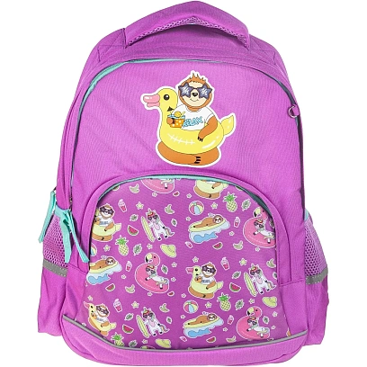 Рюкзак №1School Довольный ленивец,  2 отд., сиреневый
