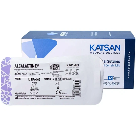 Шовный материал ALCALACTINE 4/0 17 1/2 TAPER POINT кол. 75  уп/12 шт