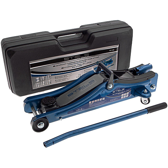 Домкрат гидрав подкат 2т Low Profile, 80-380 мм, в пласт. кейсе Stels 51130