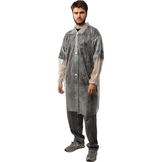 Халат н/с процед, рук.рез, на липуч, XL, дл.110см, пл 17, белый, 10шт/уп