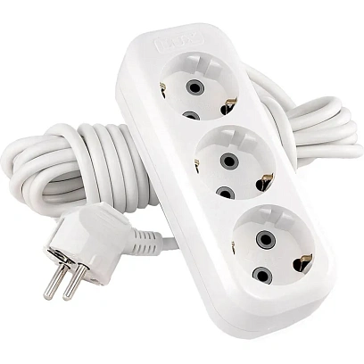 Удлинитель LUX У3-Е-10 3-местный с з/к, 250В 16А, 10м