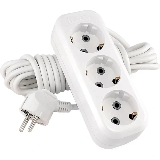 Удлинитель LUX У3-Е-07 3-местный с з/к, 250В 16А, 7м