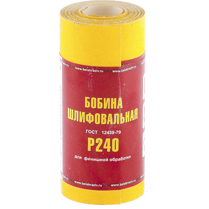 Шкурка рулон БАЗ бумага, LP41C,зерн.Р240, 115мм х 5м (75634)