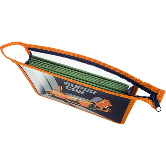 Папка для тетрадей  Super car,А5,молния, пластик, ПТ-713