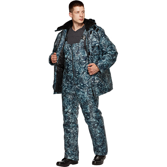 Костюм зимний Охранника с п/к КМФ цифра серый(р.52-54) 182-188