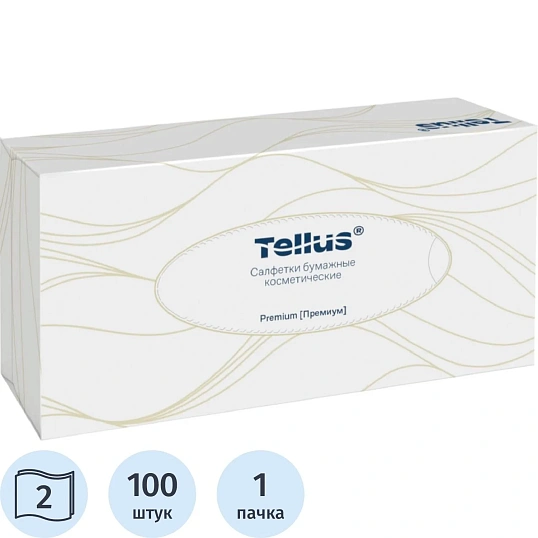 Салфетки косметические Торк/Tellus F1 д/лица 2сл. 100шт/уп 120380