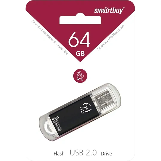 Флеш-память Smartbuy V-Cut, 64Gb, USB 2.0, чер, SB64GBVC-K