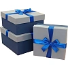 Набор подароч. коробок 3в1 с бантом тиснен.РОГОЖКА 210x210x110, Д10103К.114