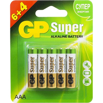 Батарейка GP Super AAA/LR03 24A6/4-2CR10/GP24AA216/4-2CRSBC10 10шт/уп.(6+4)