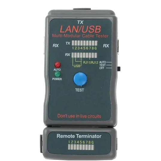 Тестер Cablexpert NCT-2, 100/1000 Base-TX,  для UTP, STP, RJ-11, LAN