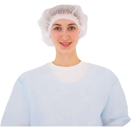 Шапочка Берет медиц, нестер, однораз белая, 25 шт/упак  Гекса