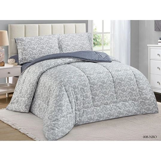 Постельное белье Евро сатин 130г/м2(нав.50х70-2) серый,32/008-NBO