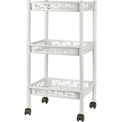 Этажерка PR_Keeplex Light на колесиках 3-х секцион, малая белое облако
