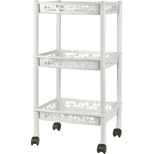 Этажерка PR_Keeplex Light на колесиках 3-х секцион, малая белое облако