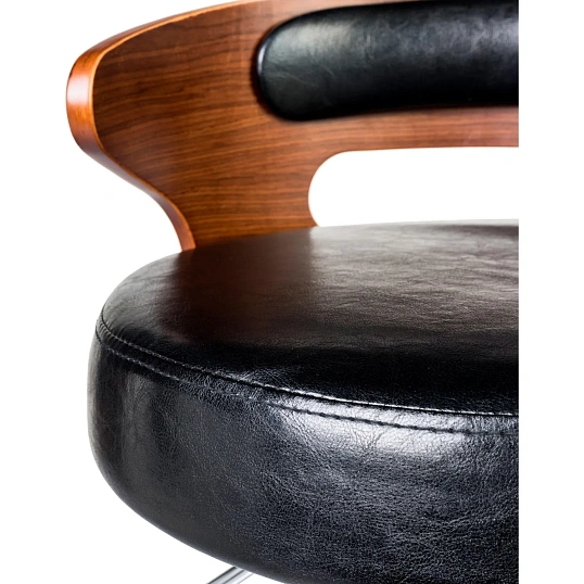 Стул барный LO_DOBRIN FRED LMZ-1018-N черный/коричневое дерево,хром 2шт/уп