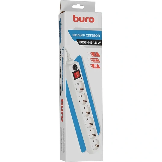 Сетевой фильтр Buro 600SH-1.8-W 1.8м (6 розеток) белый