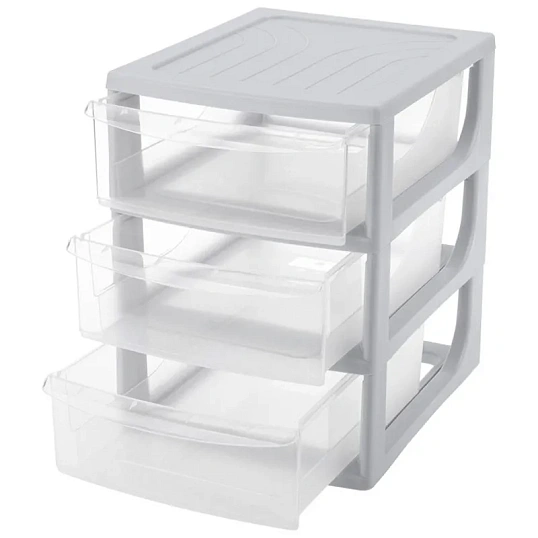 Бокс с выдвижными лотками А5 195х254х264мм 3выдв.отд, светло-сер. 433223730