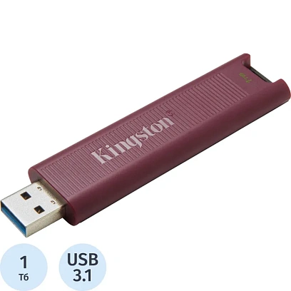 Флеш-память Kingston DataTraveler MaxA, 1 ТБ USB3.2 Gen 2 Type-A/бордовый