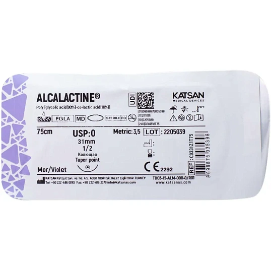 Шовный материал ALCALACTINE 0 31 1/2 TAPER POINT кол. 75 уп/12 шт