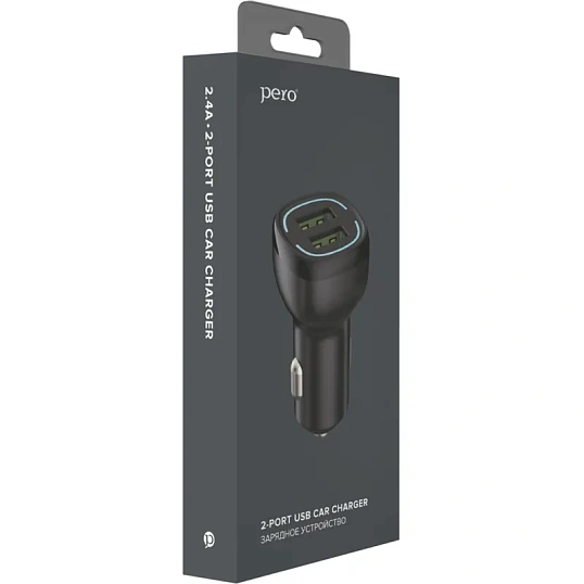 Зарядное устройство автомобильное PERO AC04 2USB 2.4A AUTOMAX, черное