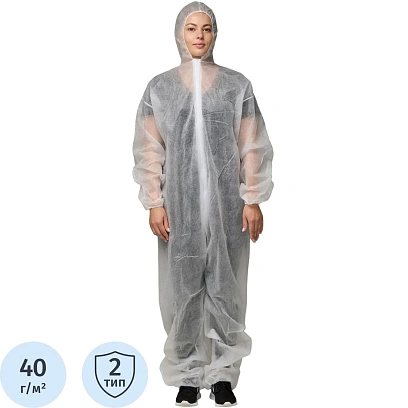 Комбинезон одноразовый Каспер Комус белый 40 г/кв.м (р.3XL), 10шт/уп