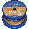 Носители информации DVD-R, 16x, Verbatim Azo Matt Silver, Cake/50, 43548