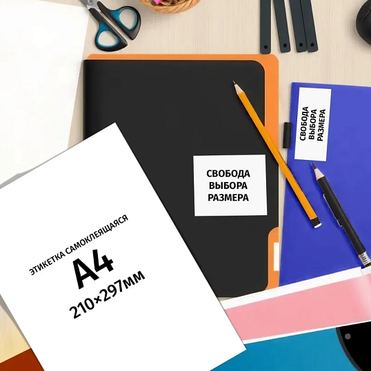 Этикетки самоклеящиеся 210х297мм п/глян (100 л/уп)