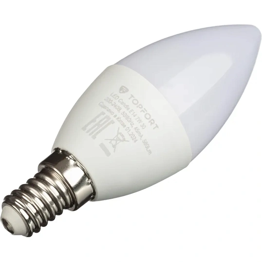 Лампа светодиодная Topfort E14 7W 3000K свеча