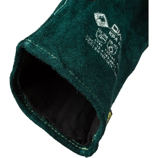 Краги сварщика ДИГГЕР+ спилковые зеленые с кевларовой нитью (Размер 10,5)