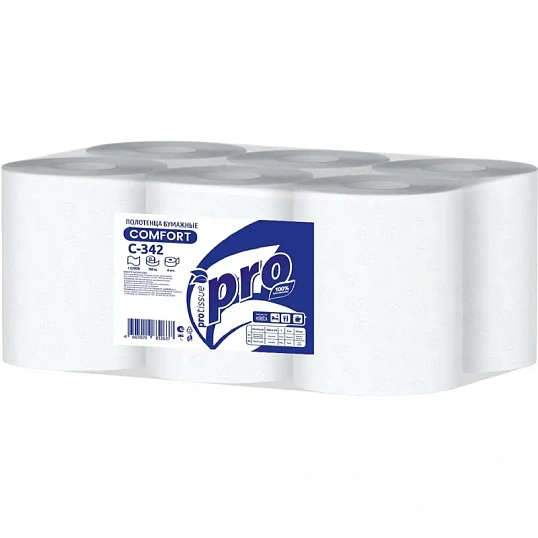 Полотенца бумажные д/дисп. Protissue H1 1сл 180м 6рул/уп C342