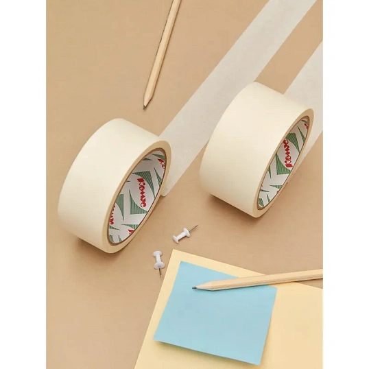 Клейкая лента бумажная (малярная) Комус 38мм х 19м, креппированная