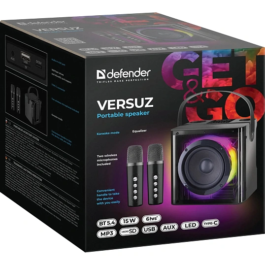 Акустическая система Defender Versuz 15Вт, BT/USB/TF/AUX/RGB/MIC