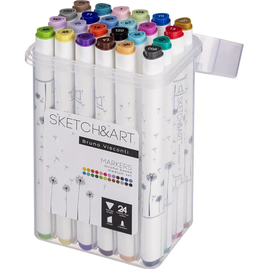 Набор маркеров ДВУС.СКЕТЧ-МАРКЕРЫSKETCH&ARTСРЕДНИЙ,24 ЦВ.ПЛАС.ПЕН,22-0077