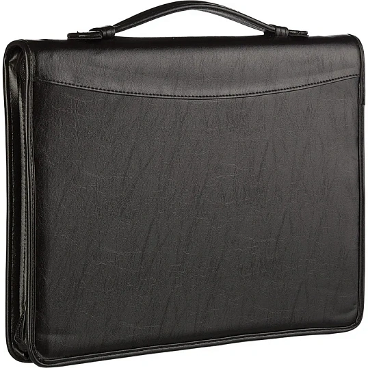 Папка деловая Алекс из искусственной кожи № 161 с ручкой черного цвета