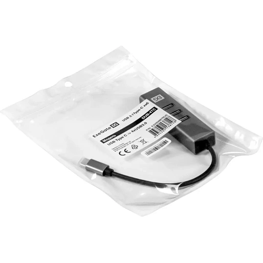 Концентратор USB хаб ExeGate (EX293987RUS) DUB-4TC 4-в-1 серебр