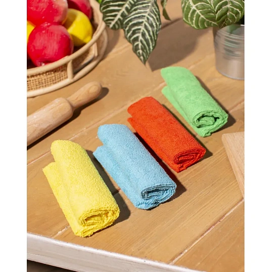 Салфетки хозяйственные Luscan из микрофибры универс 220г/м2 40х40см 4шт/уп