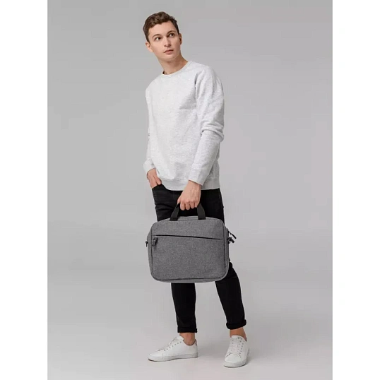 Сумка для документов , ноутбука The First, серая, 38х30х8 см, 6836.10