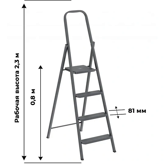 Стремянка стальная 4 ступени, Сибртех