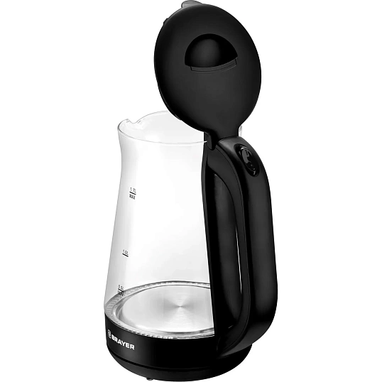 Чайник BRAYER 6112BR-BK. 2200Вт, 1,7л,электрич,стеклян.корп,автоотключ