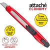 Нож канцелярский 9 мм Attache Economy  с фиксатором, полибег, цв. вассорт.